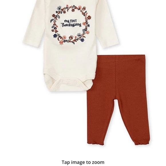New Long sleeve first thanksgiving bodysuit & ruffle legging set socks headband - Picture 2 of 7